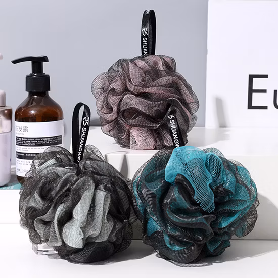 Bola de esponja de banho PE de cor escura de alta qualidade 60g para homens