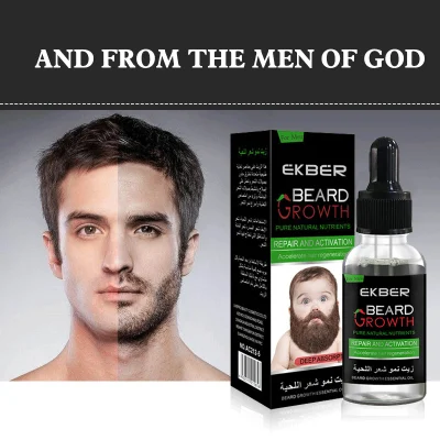 Óleo essencial de crescimento de cabelo orgânico natural 100% puro de alta qualidade, melhor óleo de crescimento de barba para homens